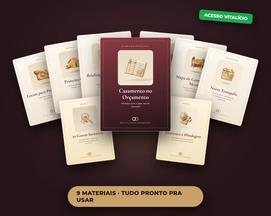 Pack da Noiva Organizada: os 9 materiais do kit